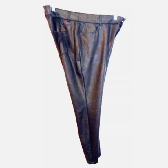 Lane Bryant Women's Faux Leather Jeans Sz 18 Stretch Black High Rise Ankle Pant - Picture 6 of 13